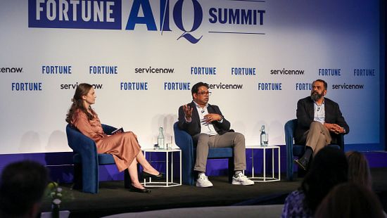 AJ Wijesinghe, Chief AI Officer at Ecolab, speaks during a panel discussion at the Fortune AIQ Summit.